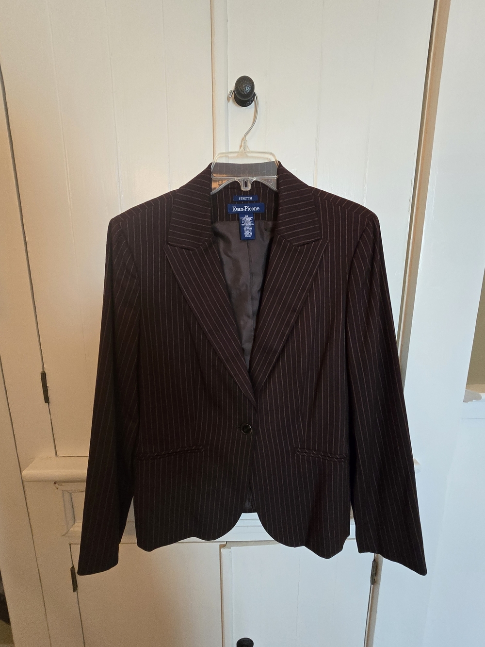 Evan Picone Women's Pinstripe Blazer in Dark Brown